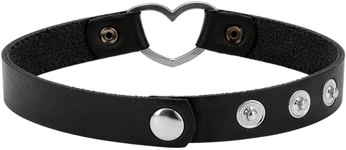 Choker Zwart Lederlook met Hart (achterkant)