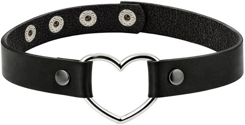 Choker Zwart Lederlook met Hart (product)
