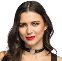 Choker Zwart Lederlook met Hart