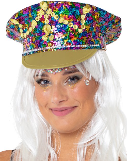 Kapiteinspet Multi Pailletten en Diamanten