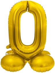 Staande Folieballon Cijfer 0 Goud - 72cm