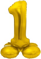 Staande Folieballon Cijfer 1 Goud - 72cm