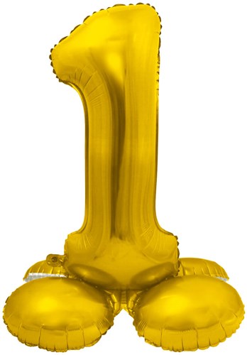 Staande Folieballon Cijfer 1 Goud - 72cm