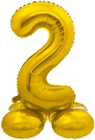 Staande Folieballon Cijfer 2 Goud - 72cm
