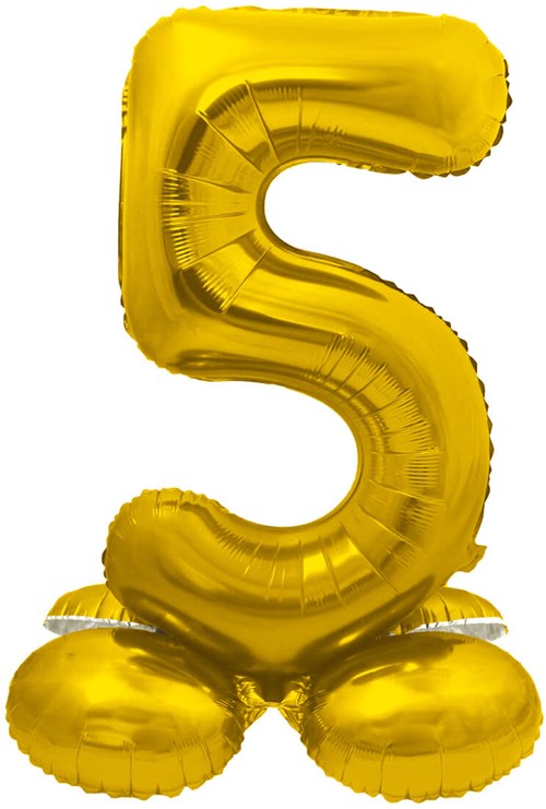 Staande Folieballon Cijfer 5 Goud - 72cm