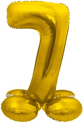 Staande Folieballon Cijfer 7 Goud - 72cm