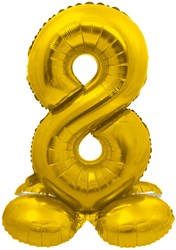 Staande Folieballon Cijfer 8 Goud - 72cm