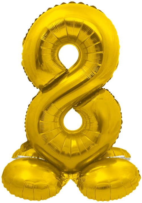 Staande Folieballon Cijfer 8 Goud - 72cm