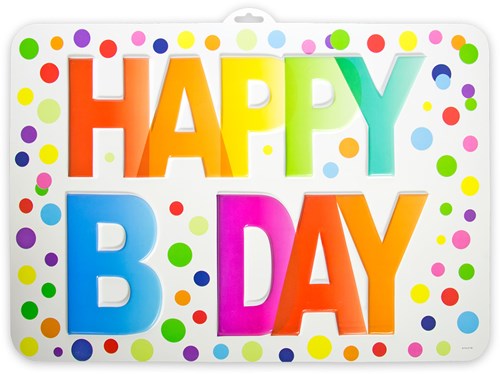 Deurbord Happy Birthday Stippen 3D (52x38cm)