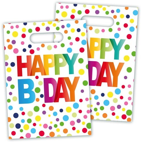 Feestzakjes Happy Birthday Stippen (8st.)