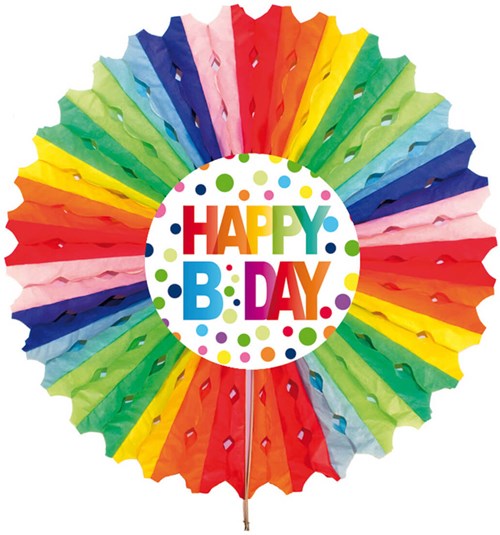 Honeycomb - Waaier Happy Birthday Stippen (45cm) (detail)