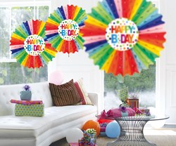 Honeycomb - Waaier Happy Birthday Stippen (45cm)
