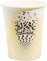Bekers Happy Birthday Wit-Goud Luxe 250ml - 6st