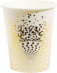 Bekers Happy Birthday Wit-Goud Luxe 250ml - 6st