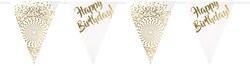 Vlaggenlijn Happy Birthday Wit-Goud Luxe (6m)