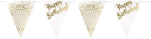 Vlaggenlijn Happy Birthday Wit-Goud Luxe (6m)