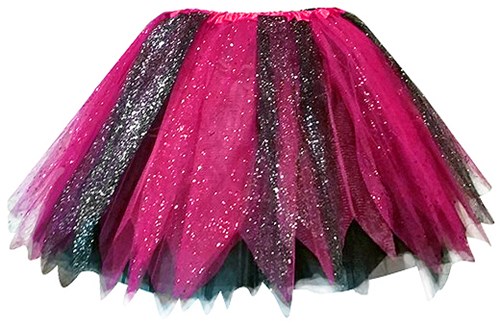 Glitter Tule Rokje Zwart/Pink