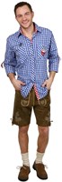 Trachtenhemd Slim-Fit Blauw/Rood Luxe 