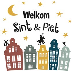 Raamstickers Welkom Sint & Piet 5st - 19x26cm