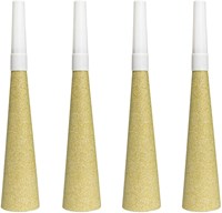 Feesttoeters Glitter Goud 19cm (4st.)