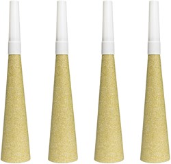 Feesttoeters Glitter Goud 19cm (4st.)