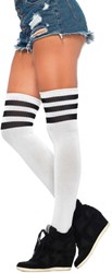 Cheerleader / Atleet Overknee Sokken Wit/Zwart