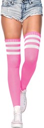 Cheerleader / Atleet Overknee Sokken Neon Roze