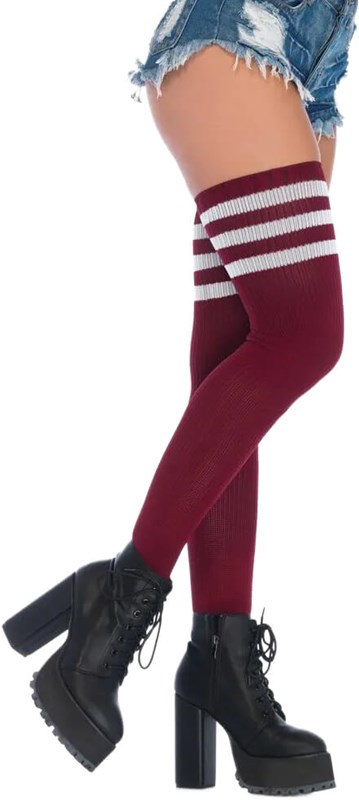 Cheerleader / Atleet Overknee Sokken Bordeaux