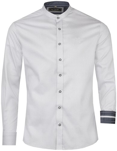 Trachtenhemd Heren Baierbach Wit-Blauw - 100% Katoen