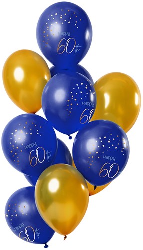 Ballonnen 60 Jaar Elegant True Blue 12st. (30cm)