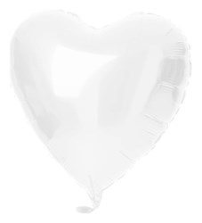 Folieballon Hart Wit Mat Metallic (45cm)
