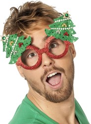 Glitter Kerst Bril met Kerstbomen
