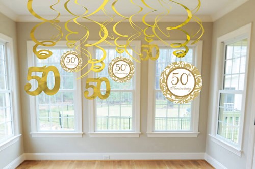 Hangdeco Swirl 50 Jaar Goud (12st)