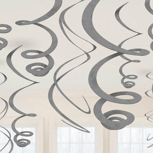 Hangdeco Swirl Zilver 12st - 55cm