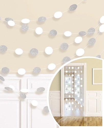Dot Hangdecoratie Zilver/Wit (6st)