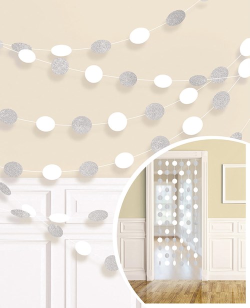 Dot Hangdecoratie Zilver/Wit (6st)
