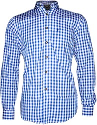 Tiroler Trachtenhemd Blauw/Wit (55% katoen)