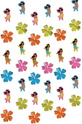Hangdecoratie Hawaii Bloemen Hula Girl 6st - 2.1m