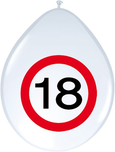 Ballonnen 18 jaar Verkeersbord 8st