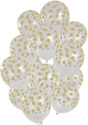 Ballonnen Transparant met Gouden Stippen 15st (30cm)