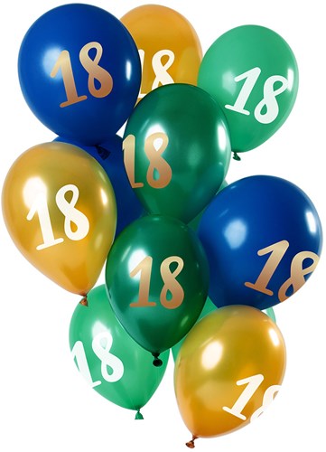 Ballonnen 18 Jaar - Golden Emerald 12st. (30cm)