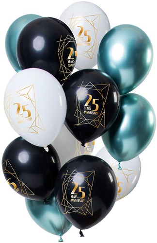 Ballonnen Jubileum 25 Jaar Luxury Emerald 12st. (30cm)