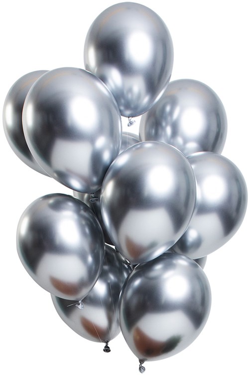 Ballonnen Mirror Chrome Zilver 12st. (33cm)