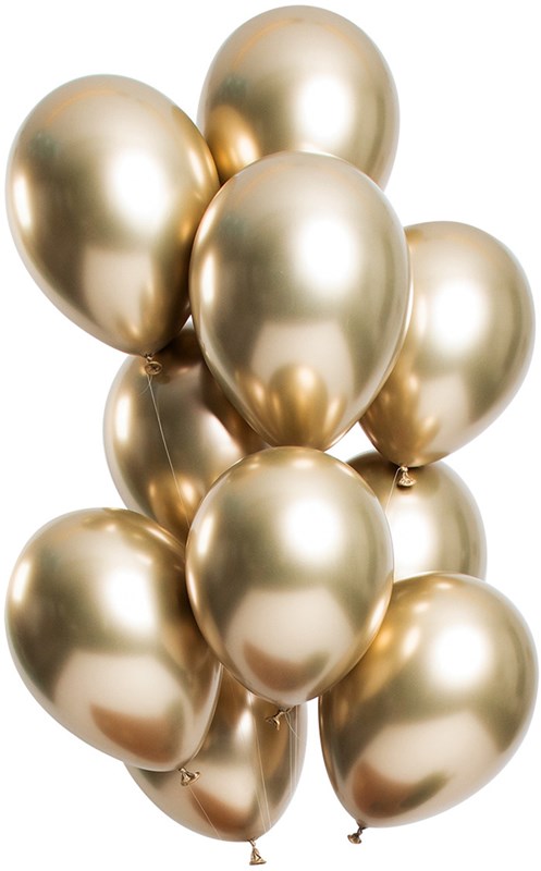 Ballonnen Mirror Chrome Goud 12st. (33cm)