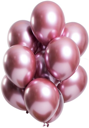 Ballonnen Mirror Chrome Pink 12st. (33cm)
