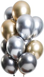 Ballonnen Mirror Chrome Onyx 12st. (33cm)