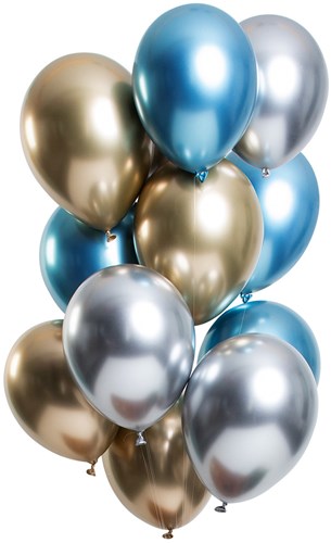 Ballonnen Mirror Chrome Saphire 12st. (33cm)