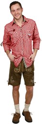 Trachtenhemd Slim-Fit Rood/Bruin Luxe