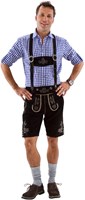 Heren Lederhose Kort Luxe Zwart (rundleer) 