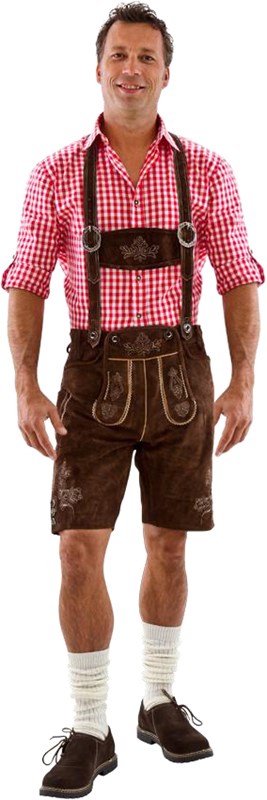 Heren Lederhose Kort Luxe Bruin (rundleer)